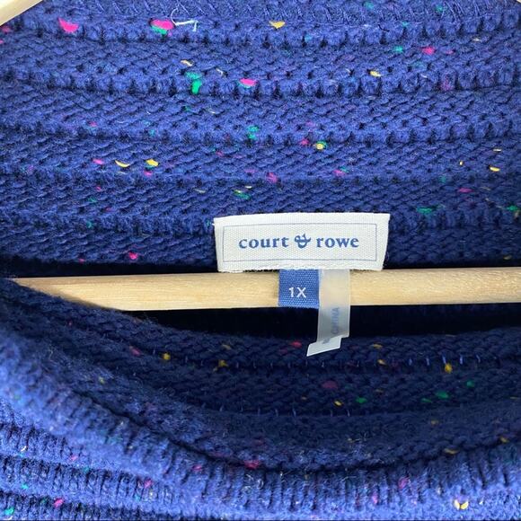 NWT Court & Rowe Speckled Mock-Neck Sweater Navy Blue Women’s 1X — Cozy Texture - Picture 3 of 8